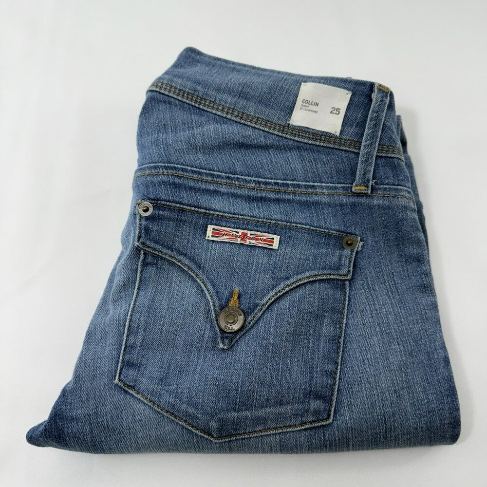 Hudson Collin Skinny Jeans Women Size 25 Flap Pocket Stretch Moto Biker Faded